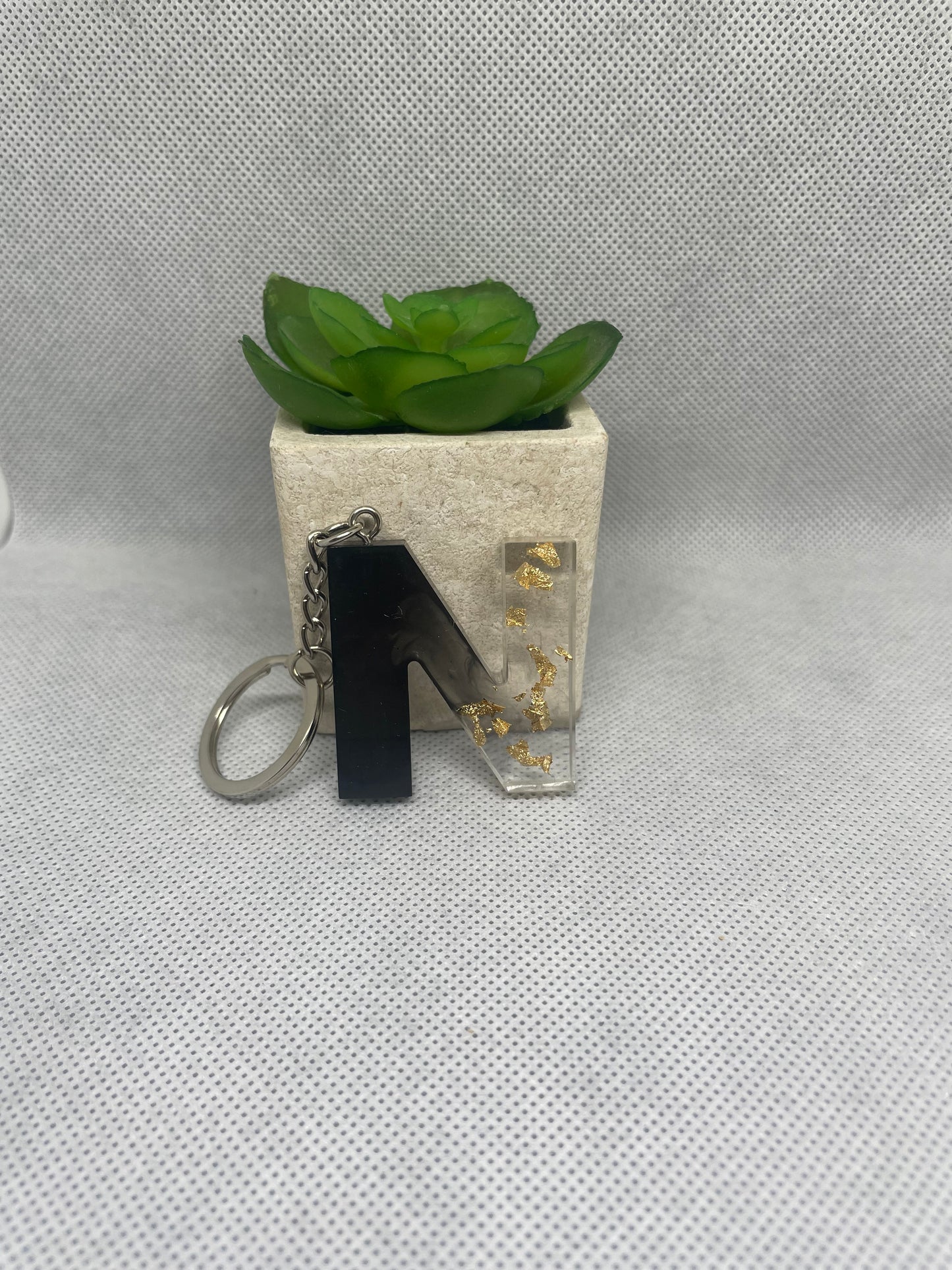 Porte clé Lettre NOIR/OR
