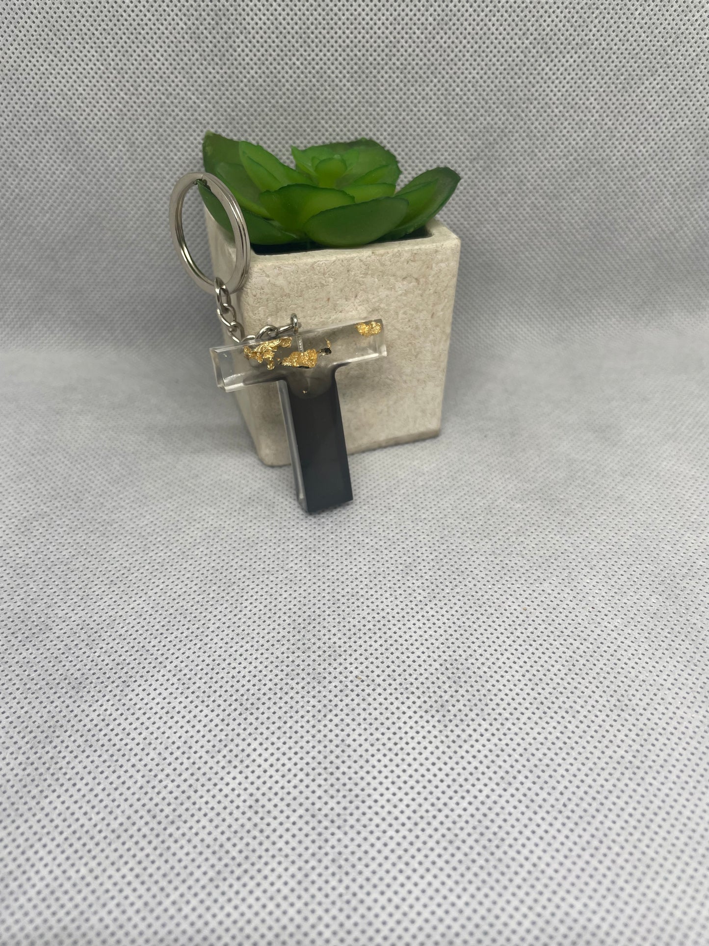 Porte clé Lettre NOIR/OR